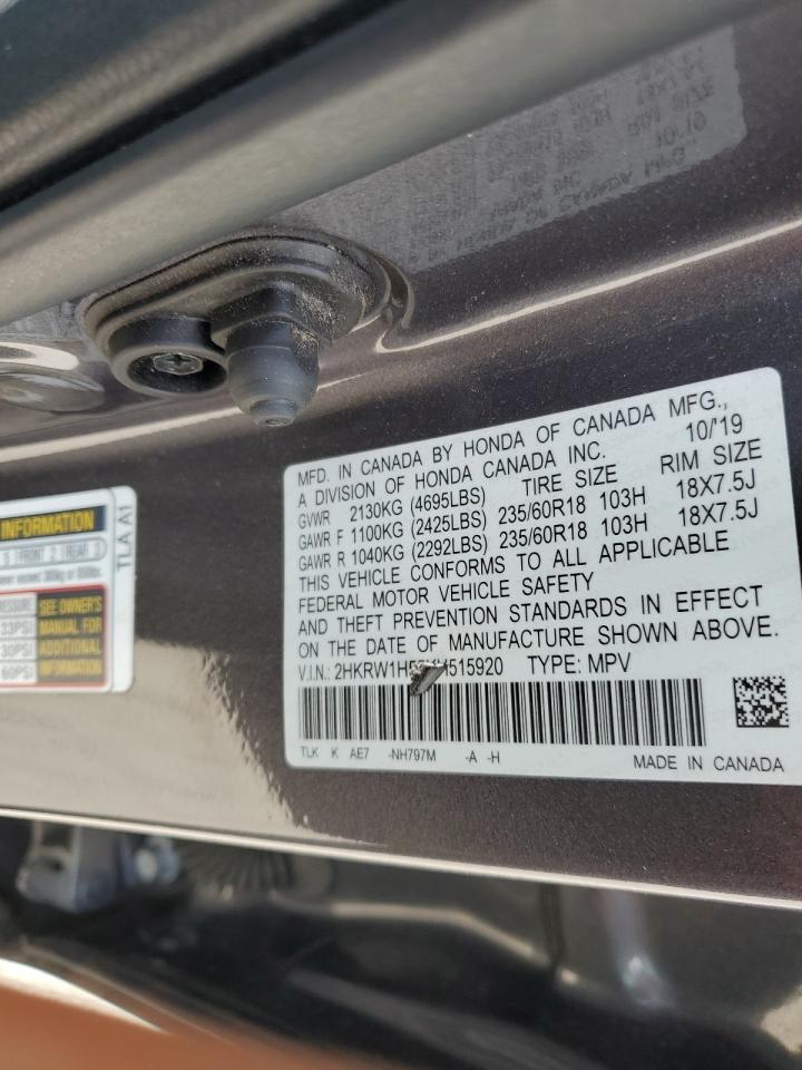 2019 Honda CR-V VIN 2HKRW1H55KH515920 Copart auction photo, side damage thumbnail 14