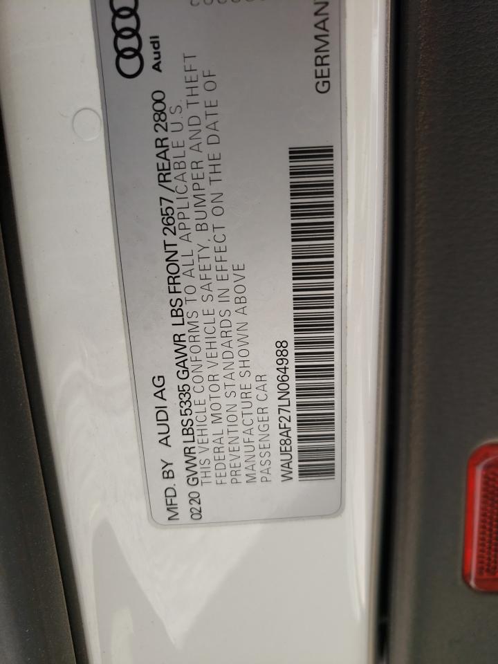 2020 Audi A6 VIN WAUE8AF27LN064988 Copart auction photo, front end damage thumbnail 12