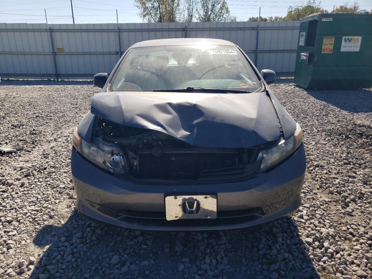 2012 Honda Civic VIN 2HGFB2F61CH316181 Copart auction photo, front end damage thumbnail 5