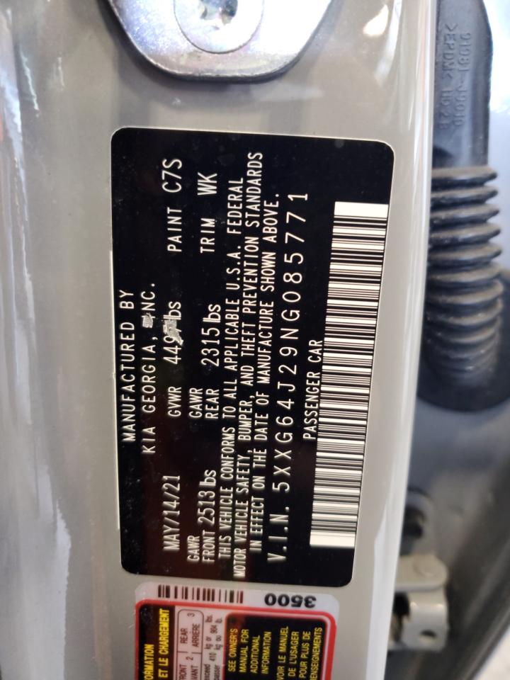 2022 KIA K5 VIN 5XXG64J29NG085771 Copart auction photo, front end damage thumbnail 13