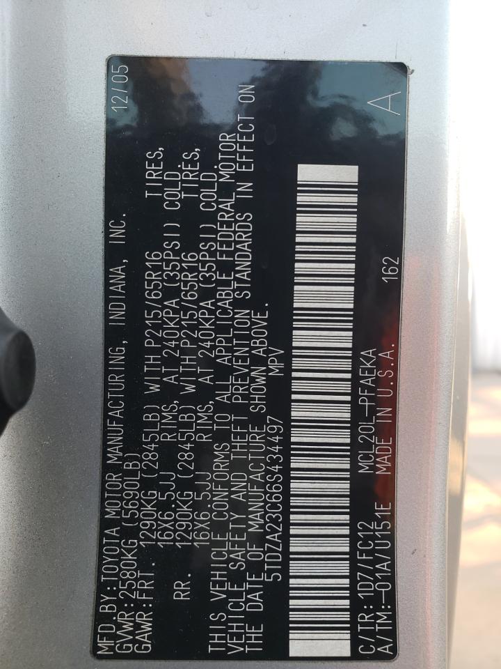 2006 Toyota Sienna VIN 5TDZA23C66S434497 Copart auction photo, front end damage thumbnail 14