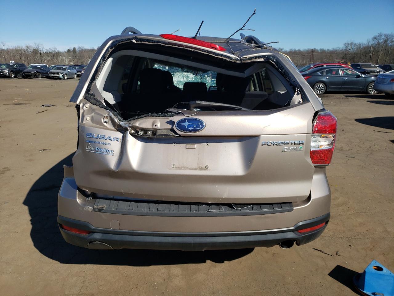 2015 Subaru Forester VIN JF2SJADC7FH837100 Copart auction photo, top/roof / all over damage thumbnail 6