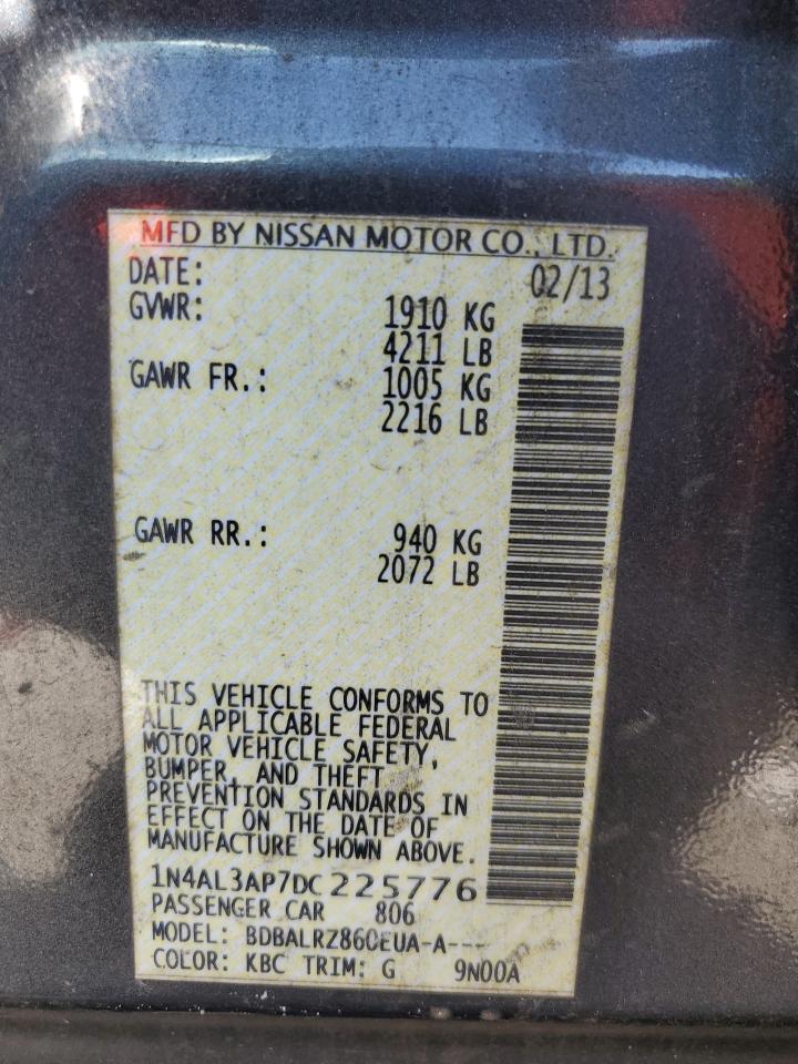 2013 Nissan Altima VIN 1N4AL3AP7DC225776 Copart auction photo, front end / rear end damage thumbnail 13