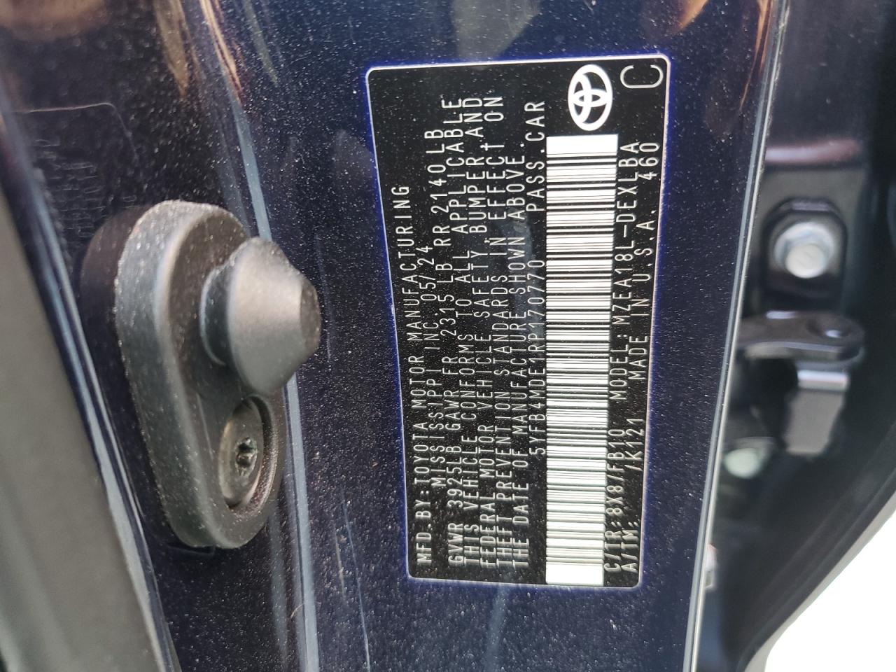 2024 Toyota Corolla VIN 5YFB4MDE1RP170770 Copart auction photo, front end damage thumbnail 15