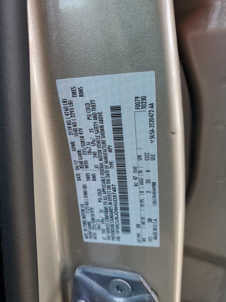 2017 Ford Escape VIN 1FMCU9JD9HUD57457 Copart auction photo, front end / minor dent/scratches damage thumbnail 15