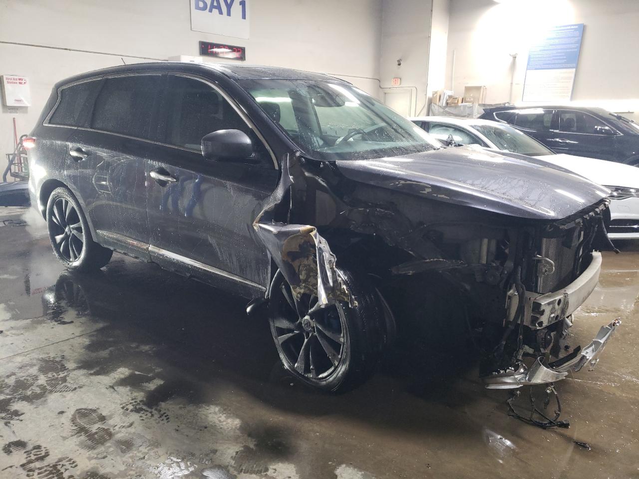 2013 Infiniti JX VIN 5N1AL0MMXDC300752 Copart auction photo, front end / side damage thumbnail 4