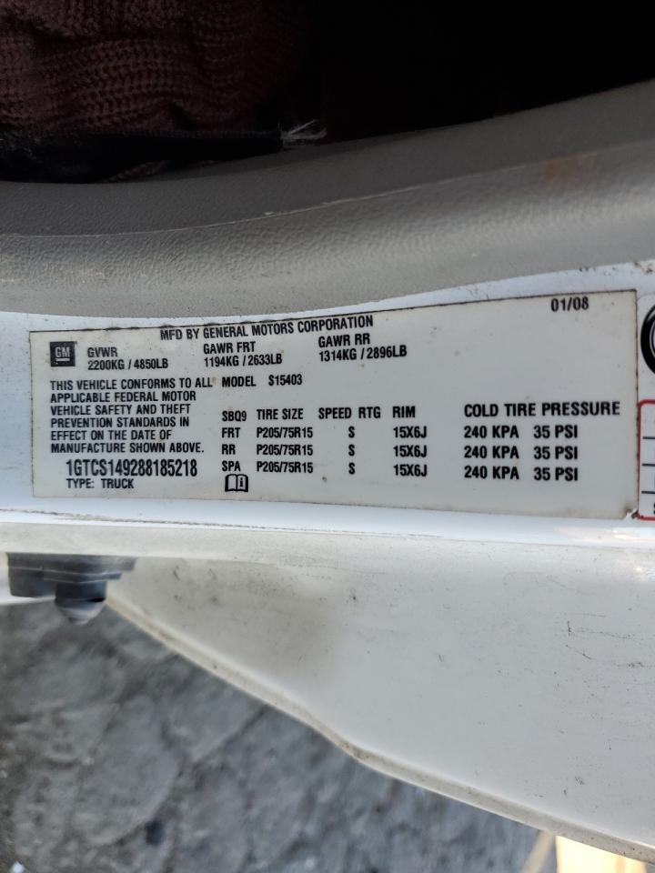 2008 GMC Canyon VIN 1GTCS149288185218 Copart auction photo, front end damage thumbnail 12