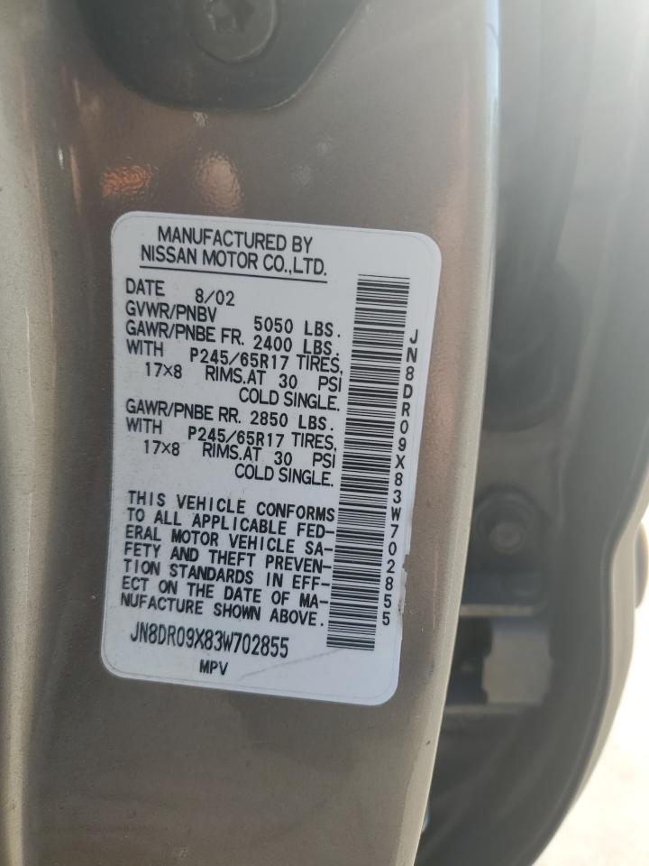 2003 Nissan Pathfinder VIN JN8DR09X83W702855 Copart auction photo, normal wear damage thumbnail 13