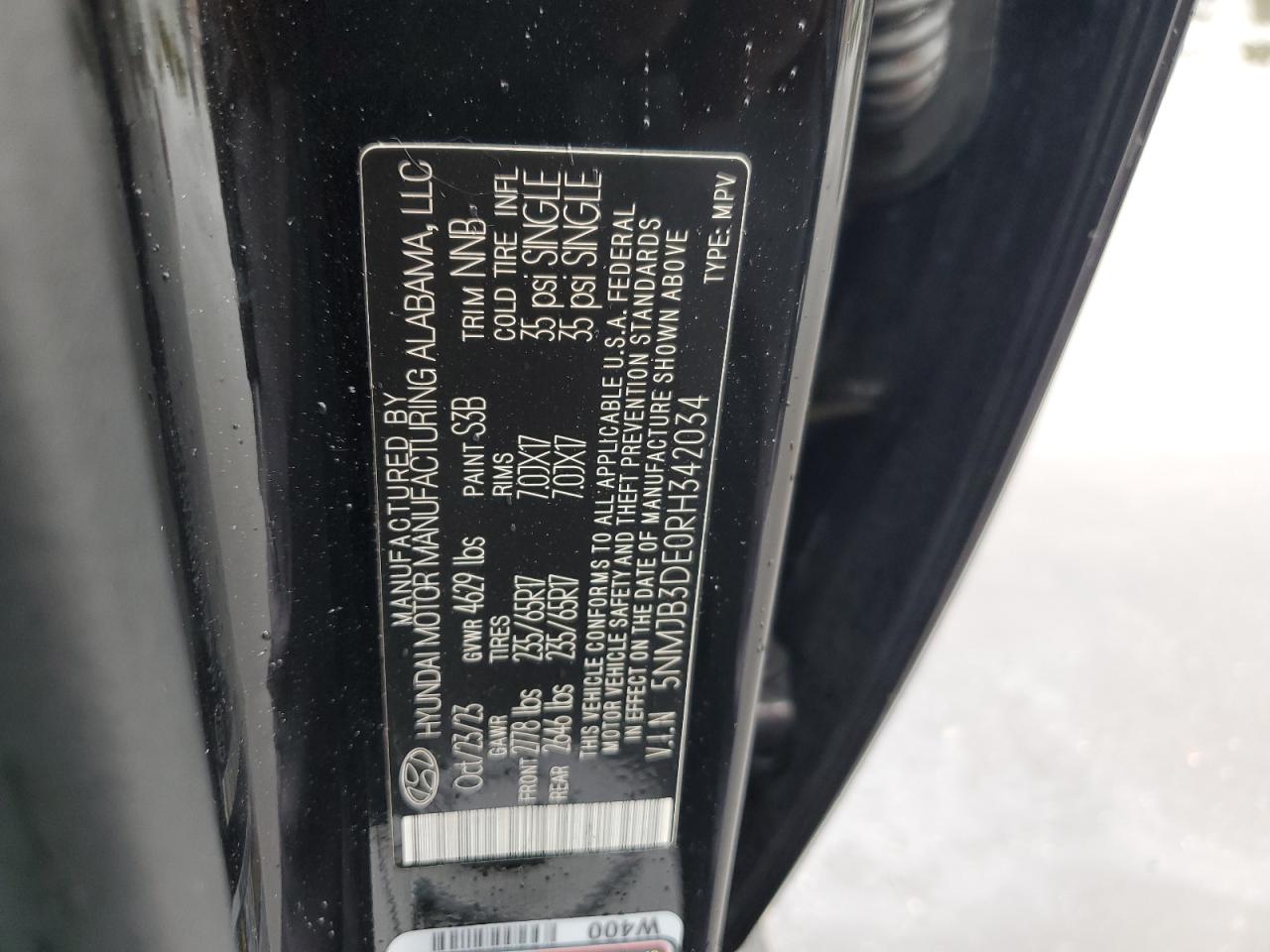 2024 Hyundai Tucson VIN 5NMJB3DE0RH342034 Copart auction photo, side / undercarriage damage thumbnail 13