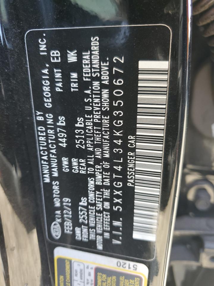 2019 KIA Optima VIN 5XXGT4L34KG350672 Copart auction photo, front end / stripped damage thumbnail 14