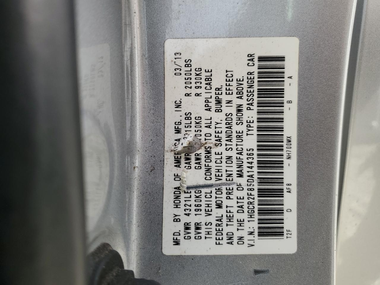 2013 Honda Accord VIN 1HGCR2F85DA144365 Copart auction photo, front end damage thumbnail 12