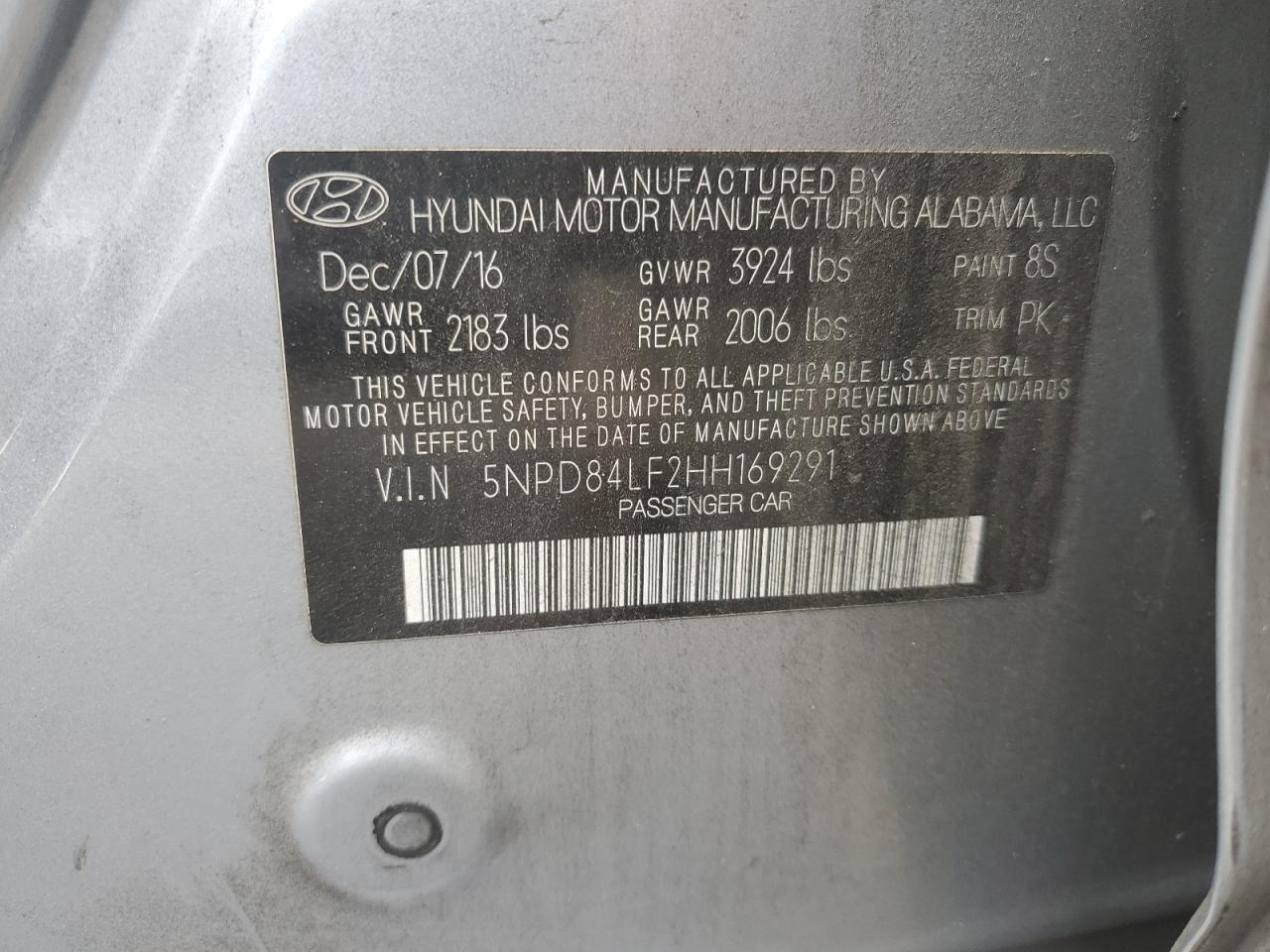 2017 Hyundai Elantra VIN 5NPD84LF2HH169291 Copart auction photo, rear end / minor dent/scratches damage thumbnail 13