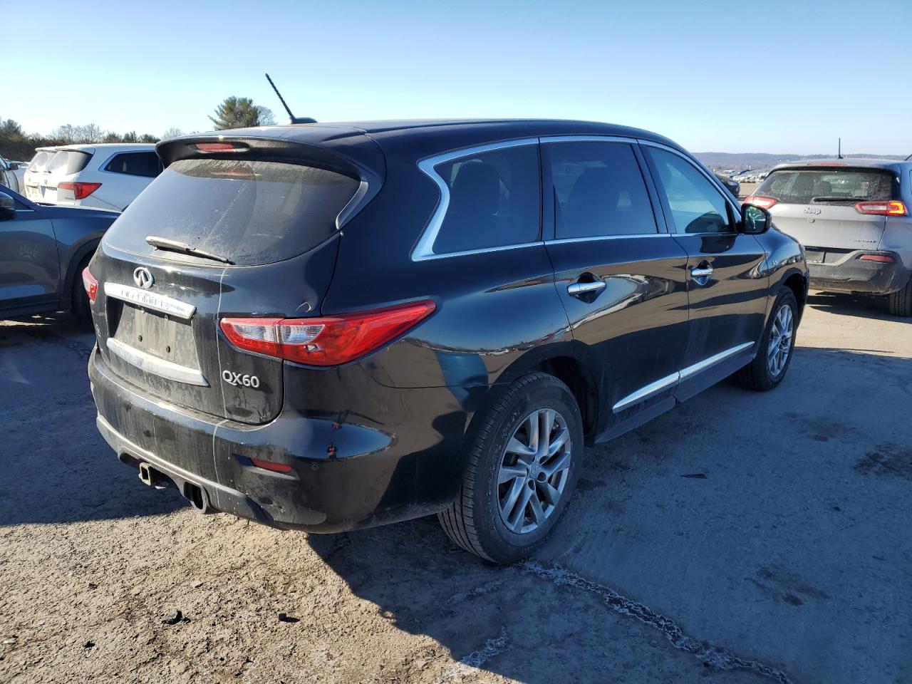 2014 Infiniti QX60 VIN 5N1AL0MM5EC510838 Copart auction photo, front end / side damage thumbnail 3