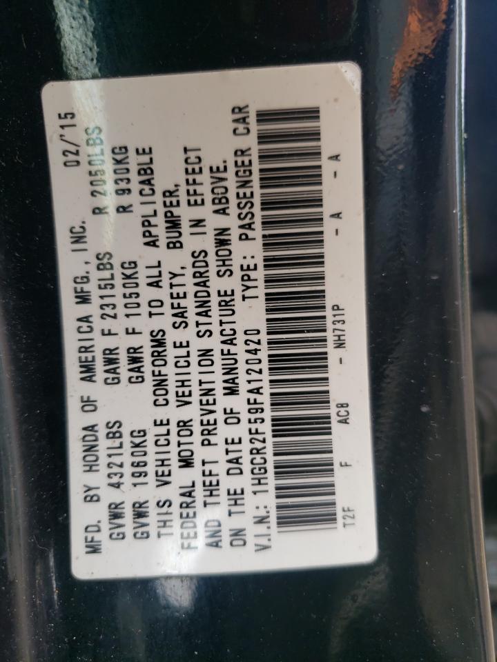 2015 Honda Accord VIN 1HGCR2F59FA120420 Copart auction photo, side / undercarriage damage thumbnail 14