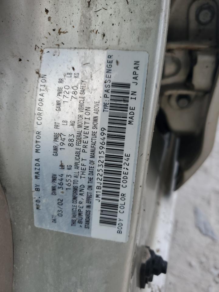 2002 Mazda Protege VIN JM1BJ225321596499 Copart auction photo, water/flood damage thumbnail 13