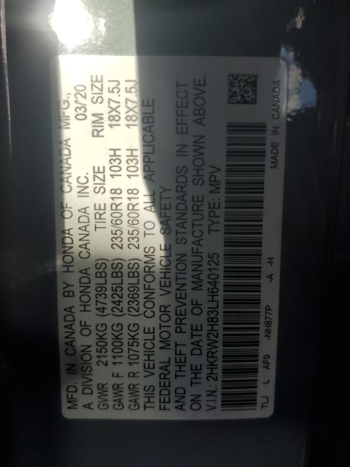 2020 Honda CR-V VIN 2HKRW2H83LH640125 Copart auction photo, front end / minor dent/scratches damage thumbnail 13