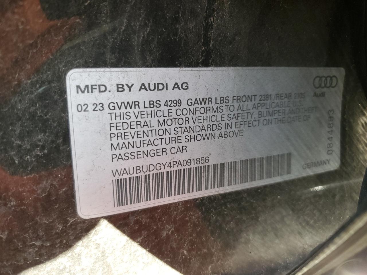 2023 Audi A3 VIN WAUBUDGY4PA091856 Copart auction photo, front end / side damage thumbnail 13