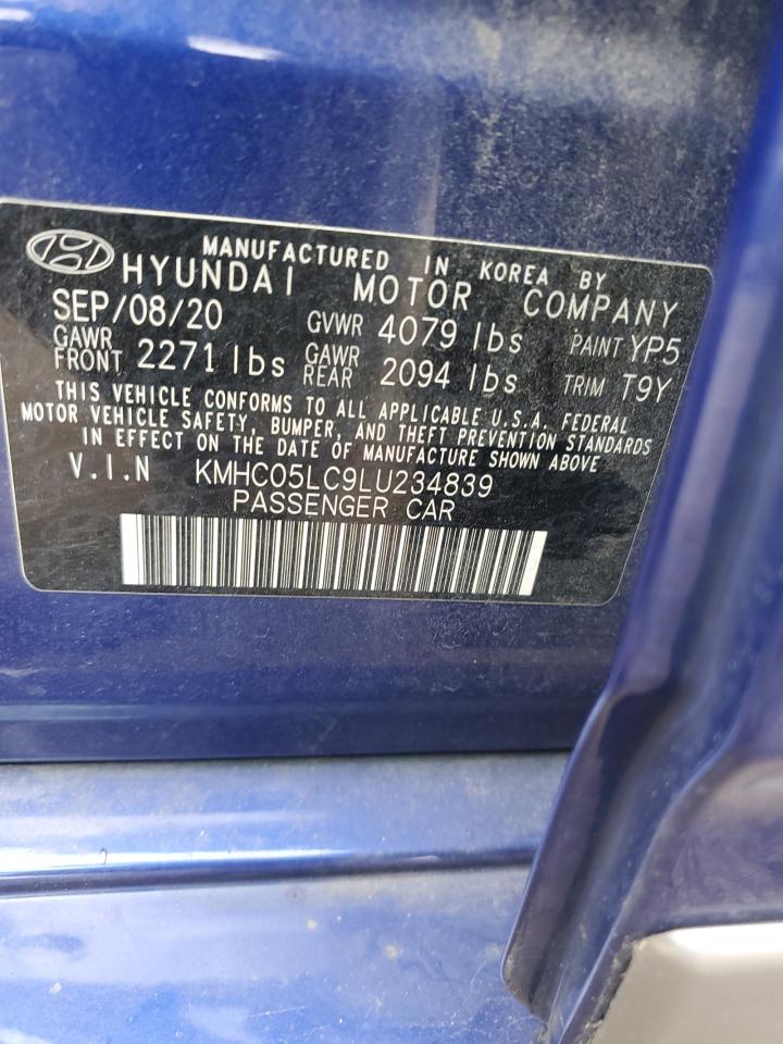 2020 Hyundai IONIQ VIN KMHC05LC9LU234839 Copart auction photo, front end damage thumbnail 13