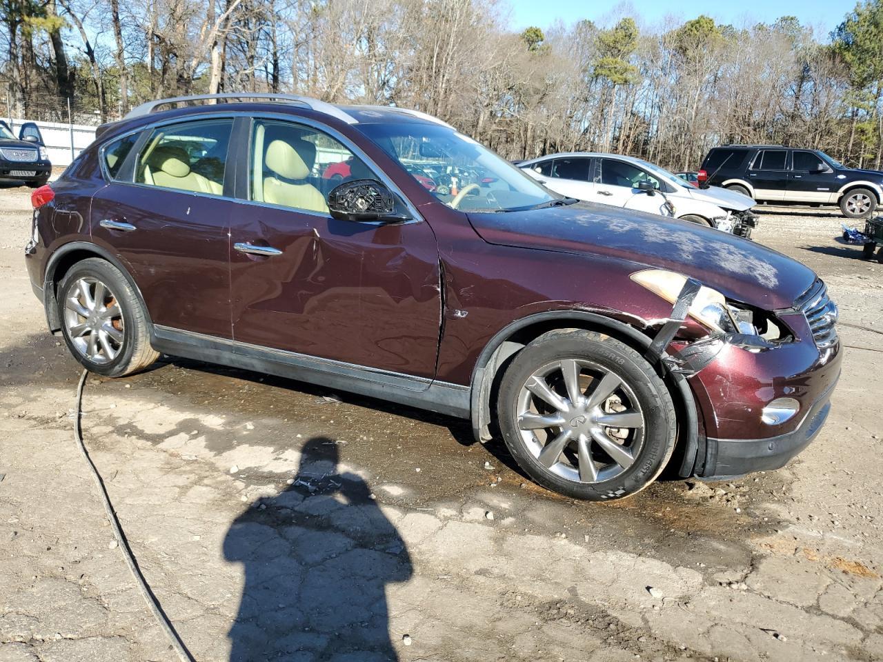 2014 Infiniti QX50 VIN JN1BJ0HP0EM210222 Copart auction photo, front end / side damage thumbnail 4