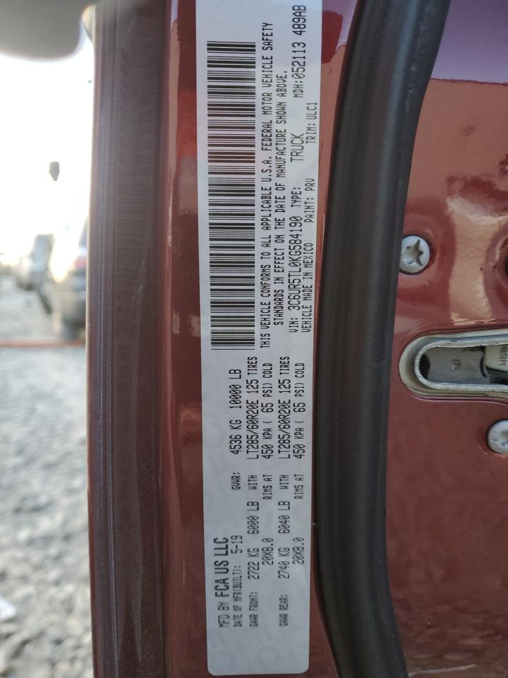 2019 RAM 2500 VIN 3C6UR5TL0KG584190 Copart auction photo, front end damage thumbnail 13