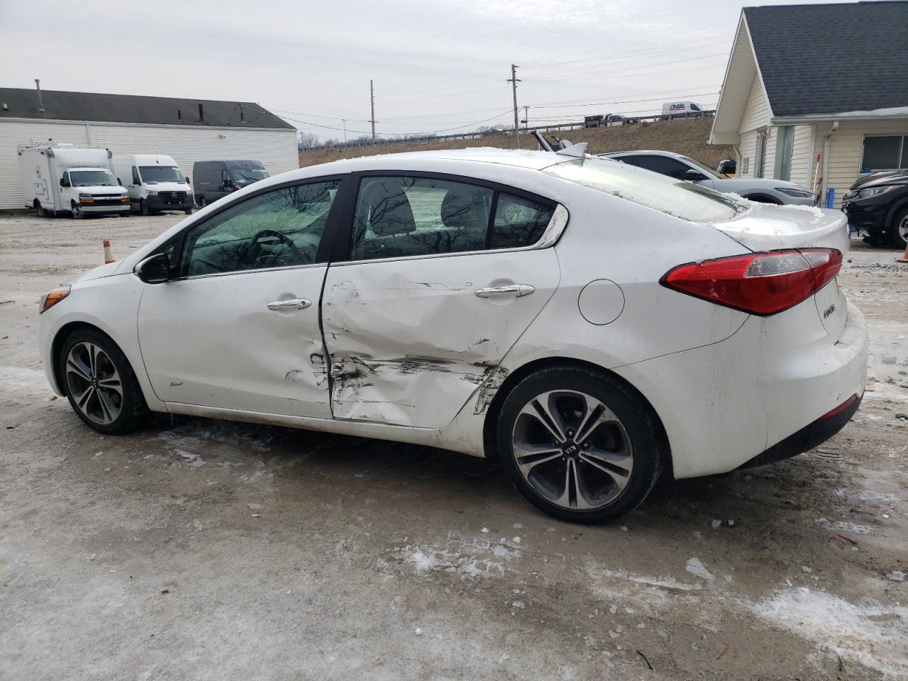2014 KIA Forte VIN KNAFX4A87E5092376 Copart auction photo, side / rear end damage thumbnail 2