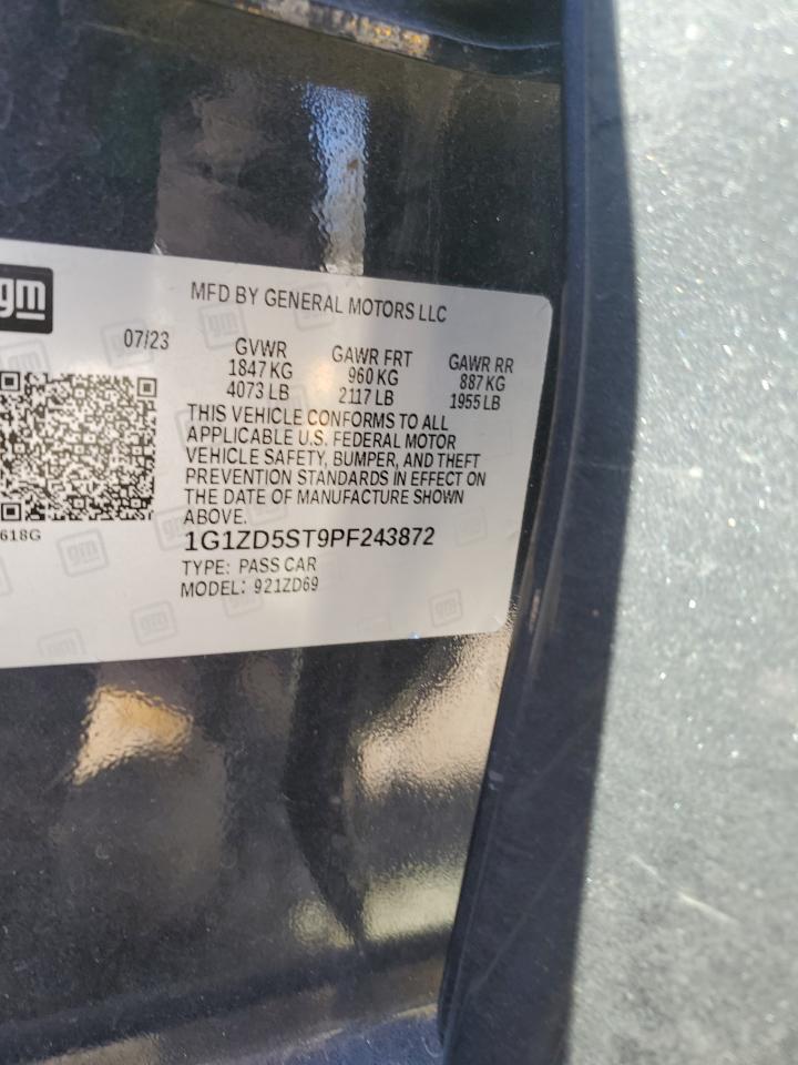 2023 Chevrolet Malibu VIN 1G1ZD5ST9PF243872 Copart auction photo, front end / frame damage damage thumbnail 12