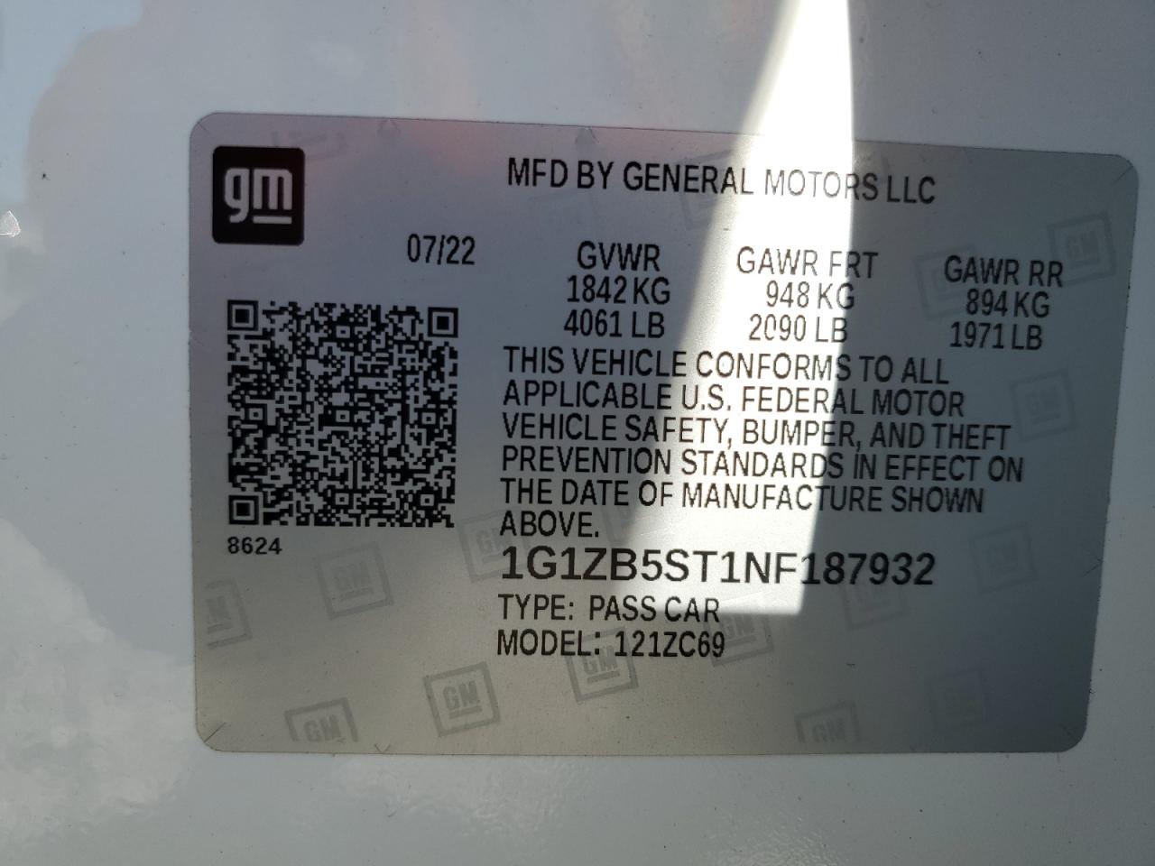 2022 Chevrolet Malibu VIN 1G1ZB5ST1NF187932 Copart auction photo, rear end damage thumbnail 12