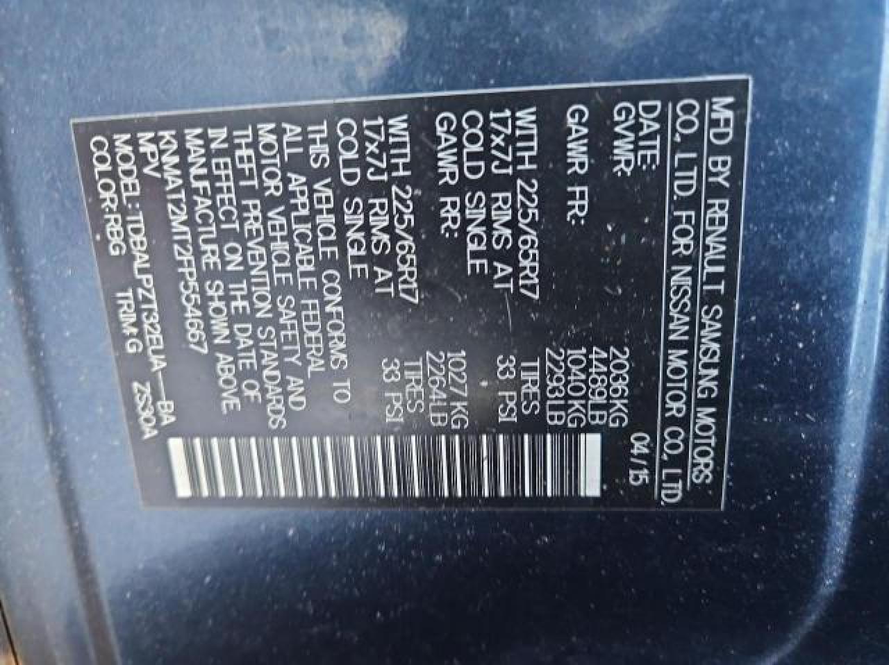 2015 Nissan Rogue VIN KNMAT2MT2FP554667 Copart auction photo, normal wear / minor dent/scratches damage thumbnail 10