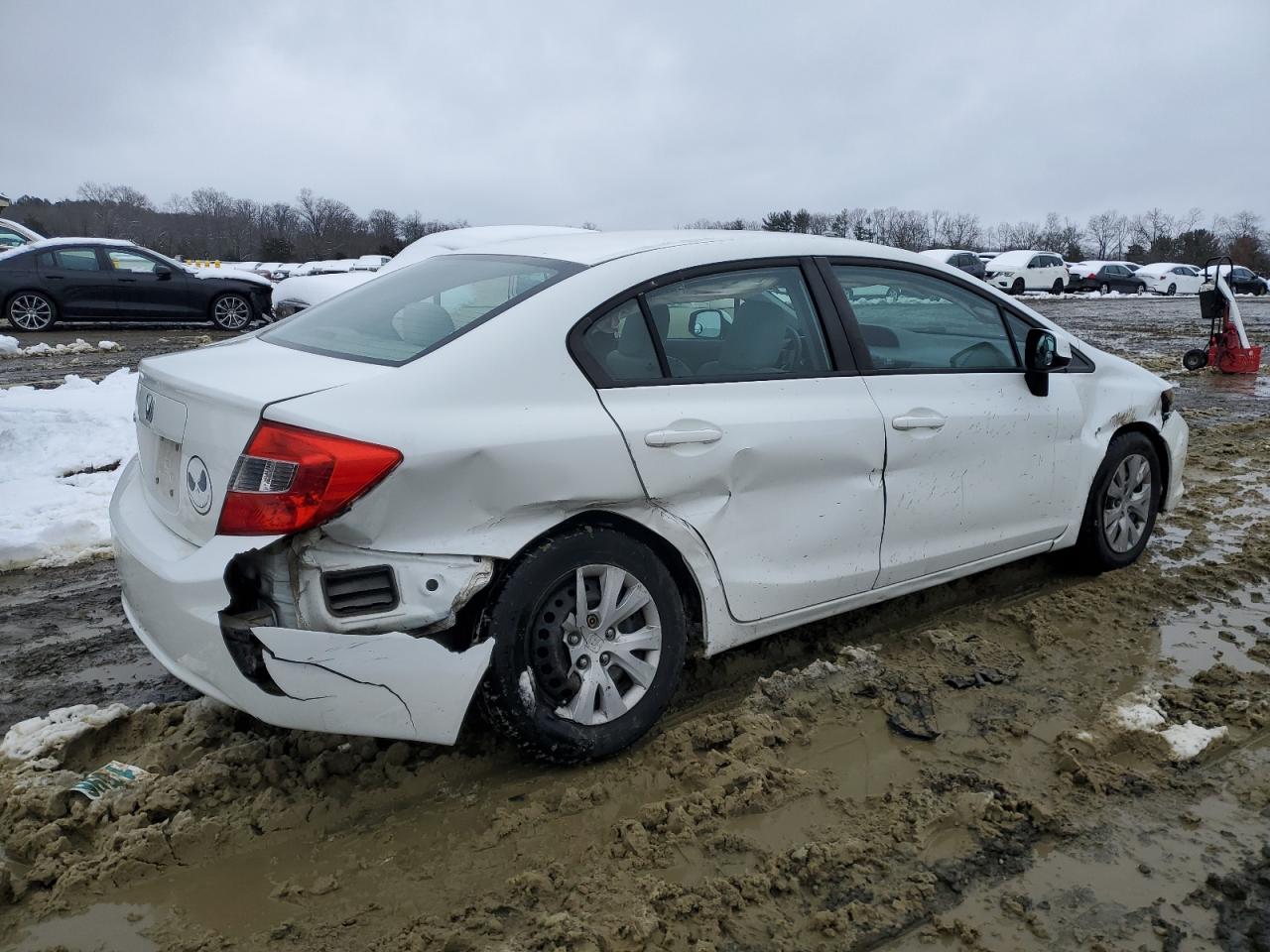 2012 Honda Civic VIN 19XFB2F52CE385446 Copart auction photo, rear end / side damage thumbnail 3