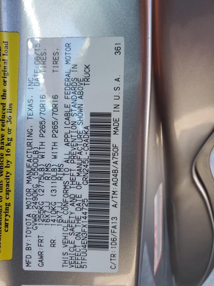 2015 Toyota Tacoma VIN 5TFUU4EN3FX144725 Copart auction photo, front end / minor dent/scratches damage thumbnail 15