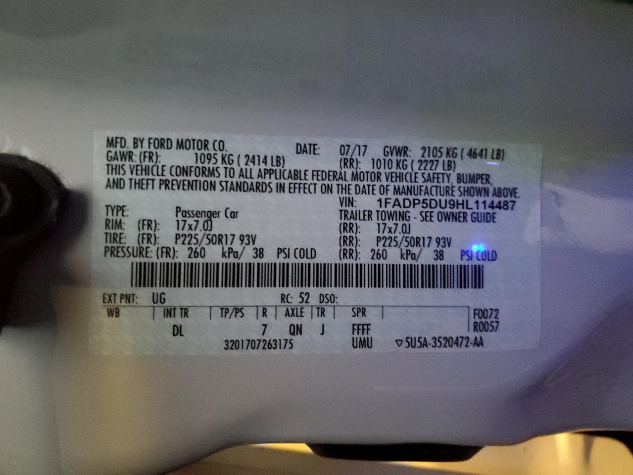 2017 Ford C-MAX VIN 1FADP5DU9HL114487 Copart auction photo, side / rear end damage thumbnail 13