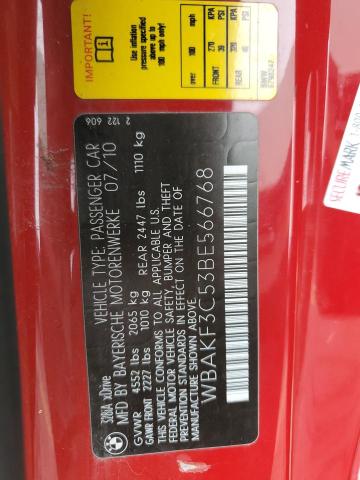 2011 BMW 3er VIN WBAKF3C53BE566768 Copart auction photo, side / rear end damage thumbnail 13
