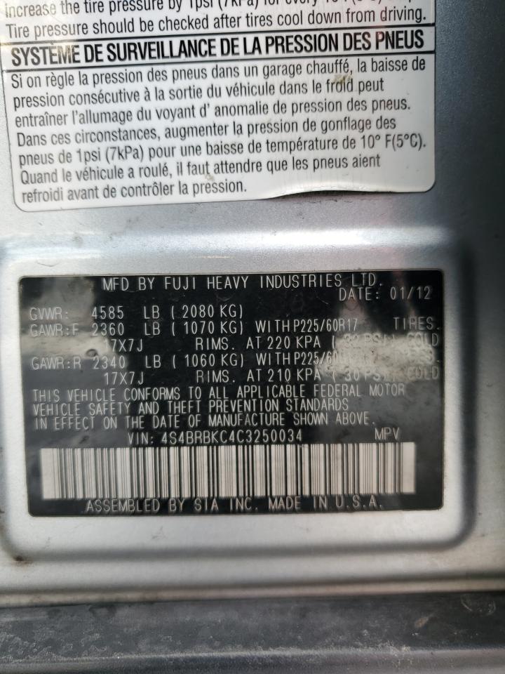 2012 Subaru Outback VIN 4S4BRBKC4C3250034 Copart auction photo, side damage thumbnail 15