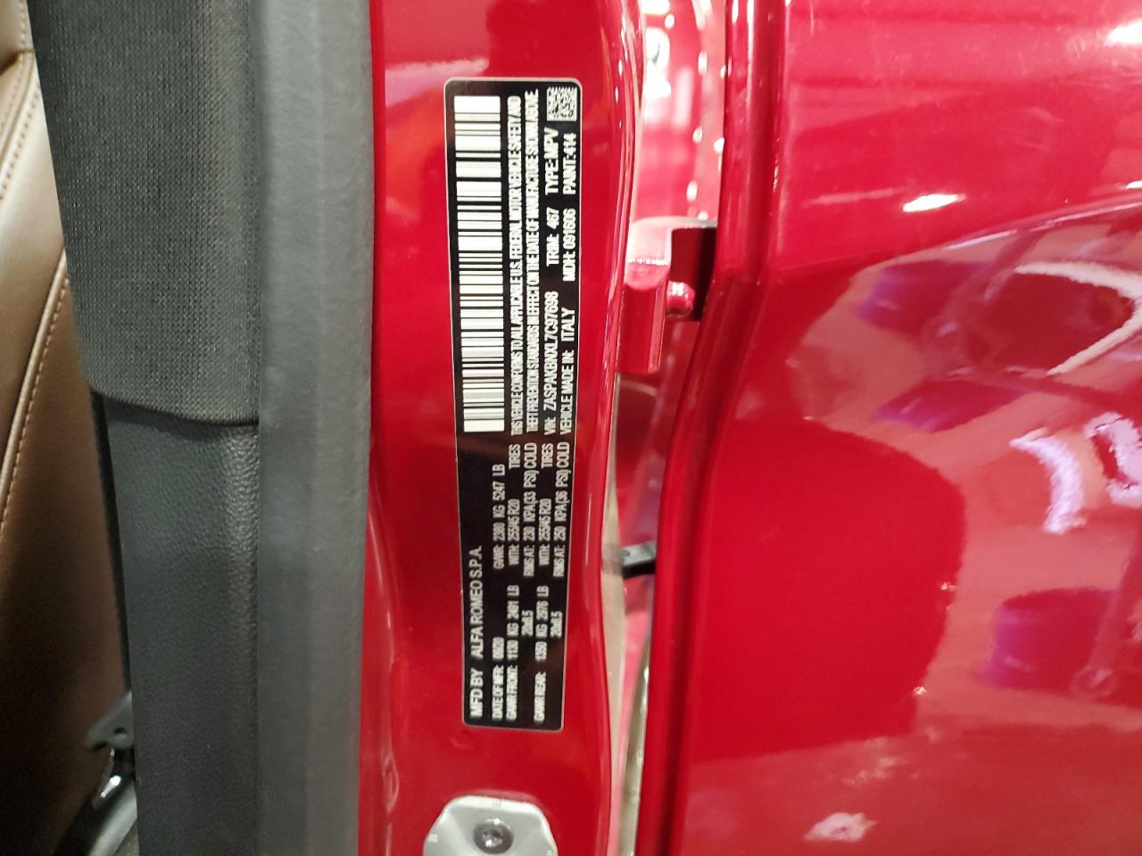 2020 Alfa Romeo Stelvio VIN ZASPAKBNXL7C97698 Copart auction photo, front end / side damage thumbnail 14