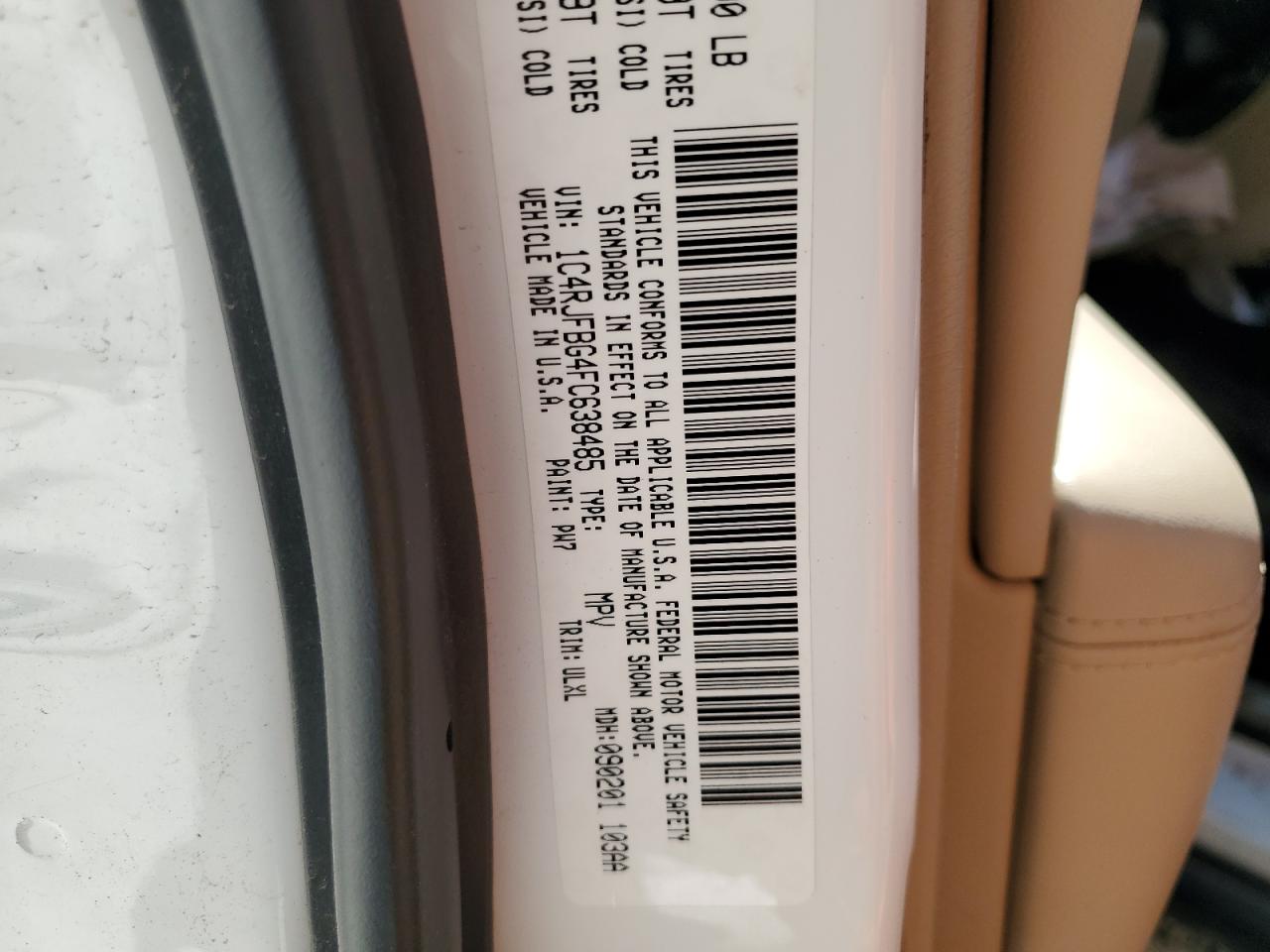 2015 Jeep Grand Cherokee VIN 1C4RJFBG4FC638485 Copart auction photo, rollover damage thumbnail 12