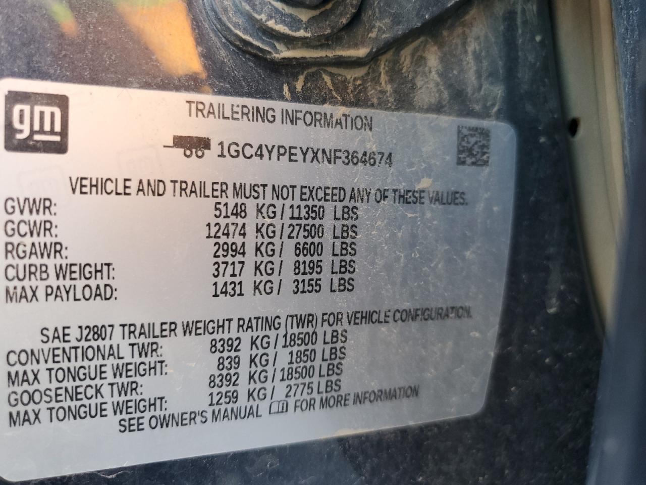 2022 Chevrolet Silverado VIN 1GC4YPEYXNF364674 Copart auction photo, rear end damage thumbnail 12