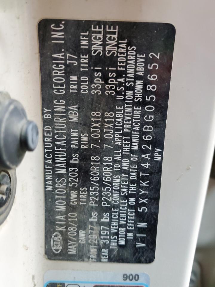 2011 KIA Sorento VIN 5XYKT4A26BG058652 Copart auction photo, minor dent/scratches damage thumbnail 13