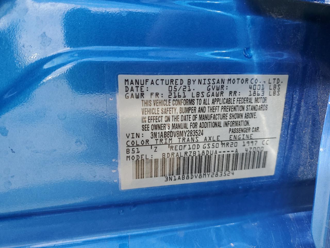 2021 Nissan Sentra VIN 3N1AB8DV8MY283524 Copart auction photo, side / front end damage thumbnail 14