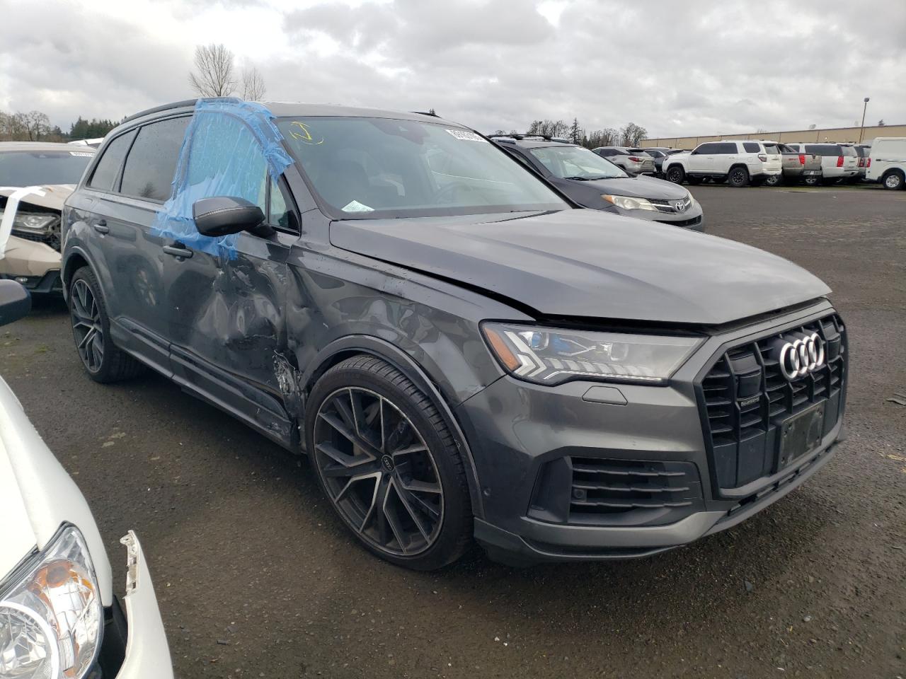 2021 Audi Q7 VIN WA1VXAF72MD017936 Copart auction photo, side / front end damage thumbnail 4