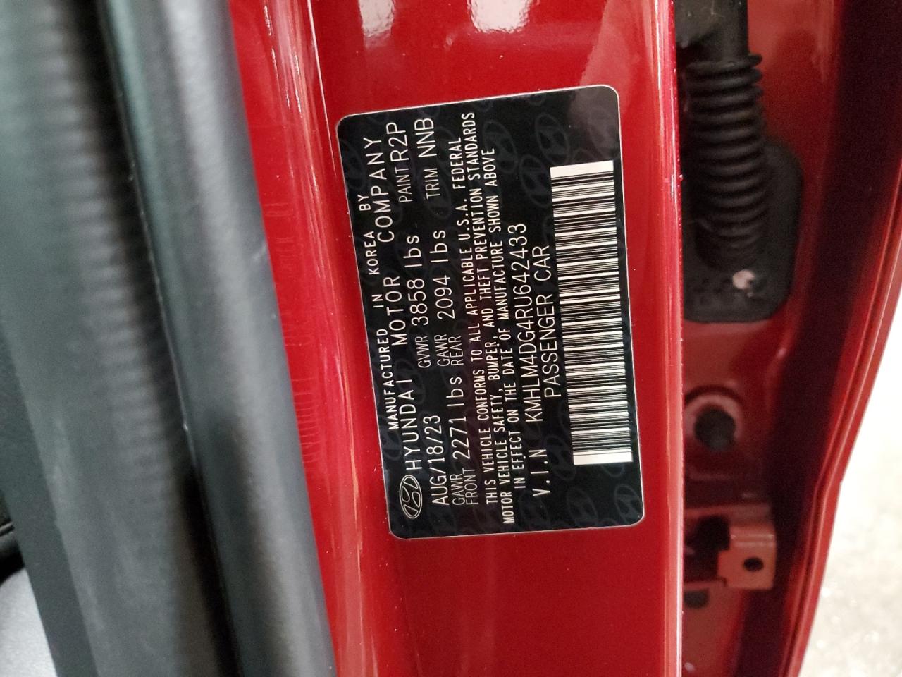 2024 Hyundai Elantra VIN KMHLM4DG4RU642433 Copart auction photo, side / front end damage thumbnail 13