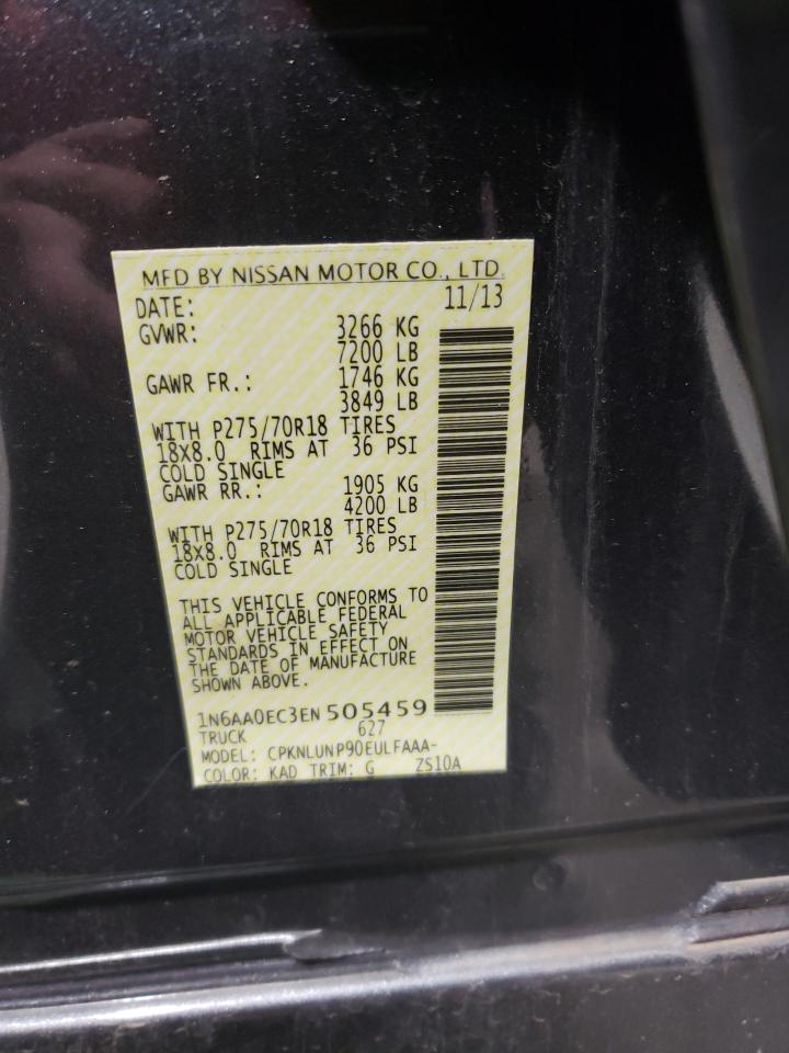 2014 Nissan Titan VIN 1N6AA0EC3EN505459 Copart auction photo, side / minor dent/scratches damage thumbnail 13