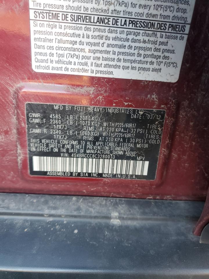 2012 Subaru Outback VIN 4S4BRCCC8C3280013 Copart auction photo, front end / minor dent/scratches damage thumbnail 13