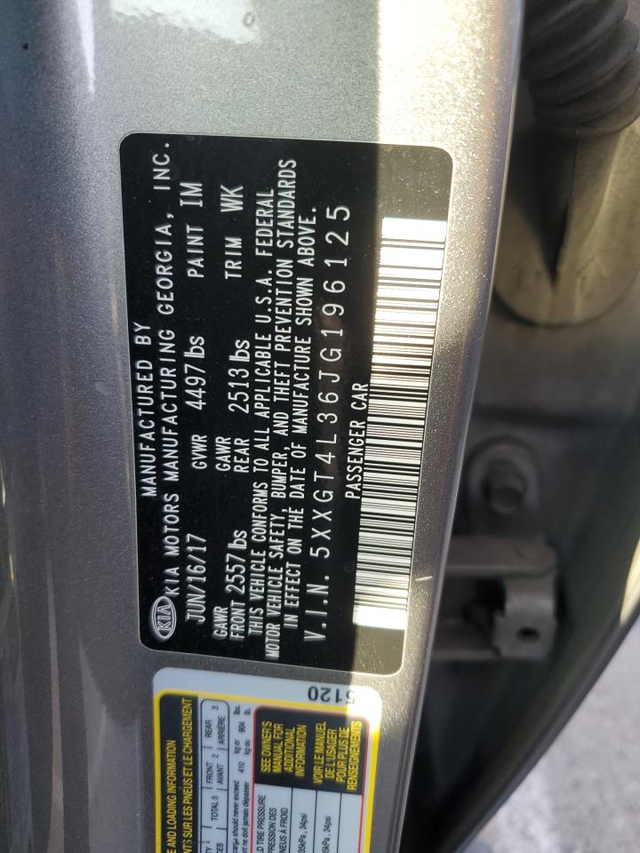 2018 KIA Optima VIN 5XXGT4L36JG196125 Copart auction photo, front end damage thumbnail 12