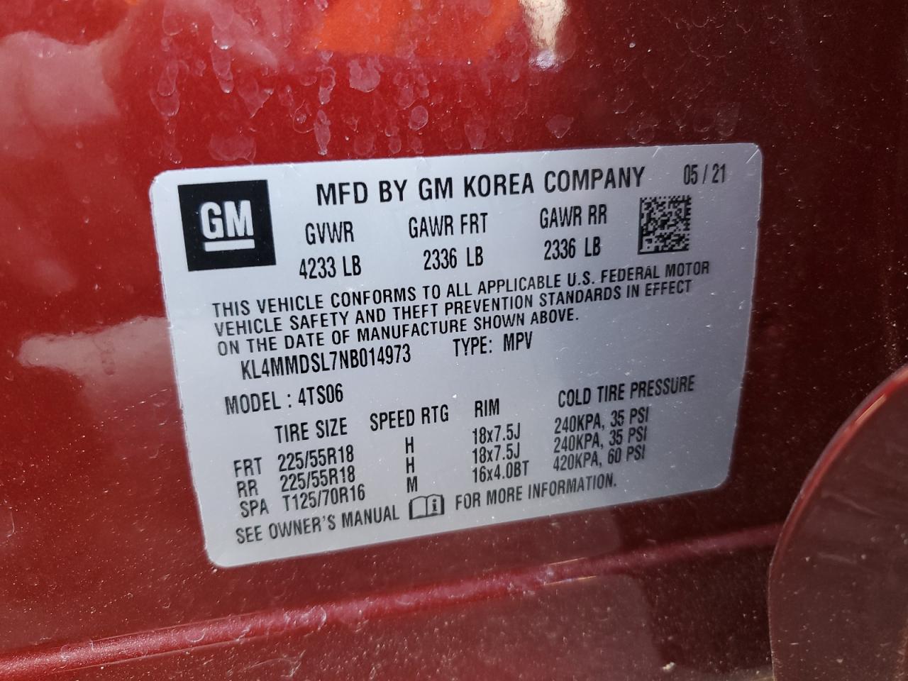 2022 Buick Encore VIN KL4MMDSL7NB014973 Copart auction photo, rear end / side damage thumbnail 14