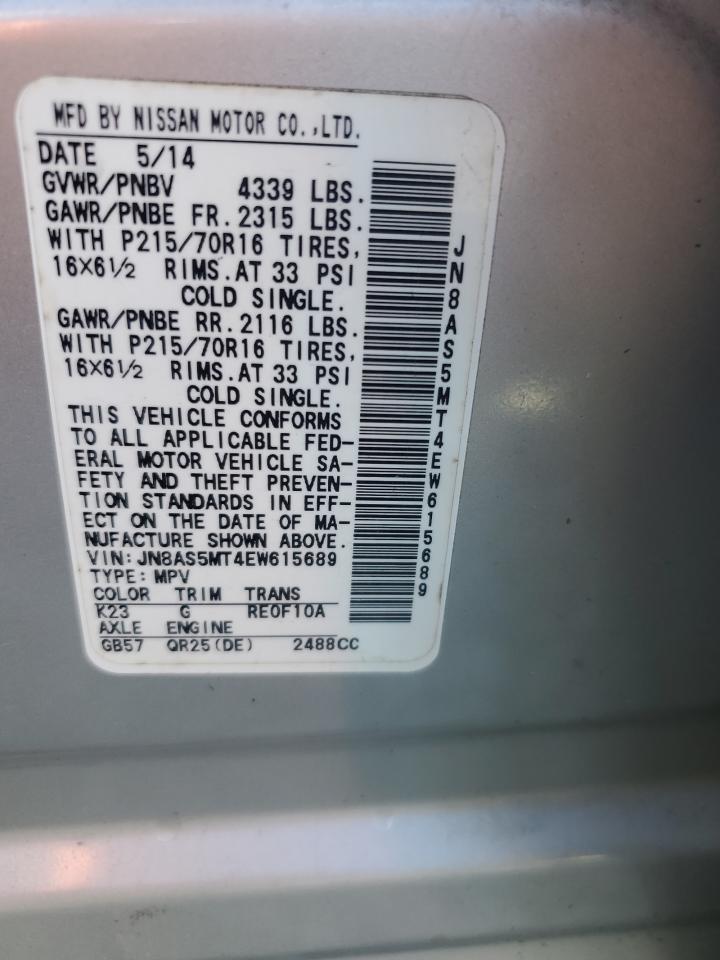 2014 Nissan Rogue VIN JN8AS5MT4EW615689 Copart auction photo, front end damage thumbnail 16