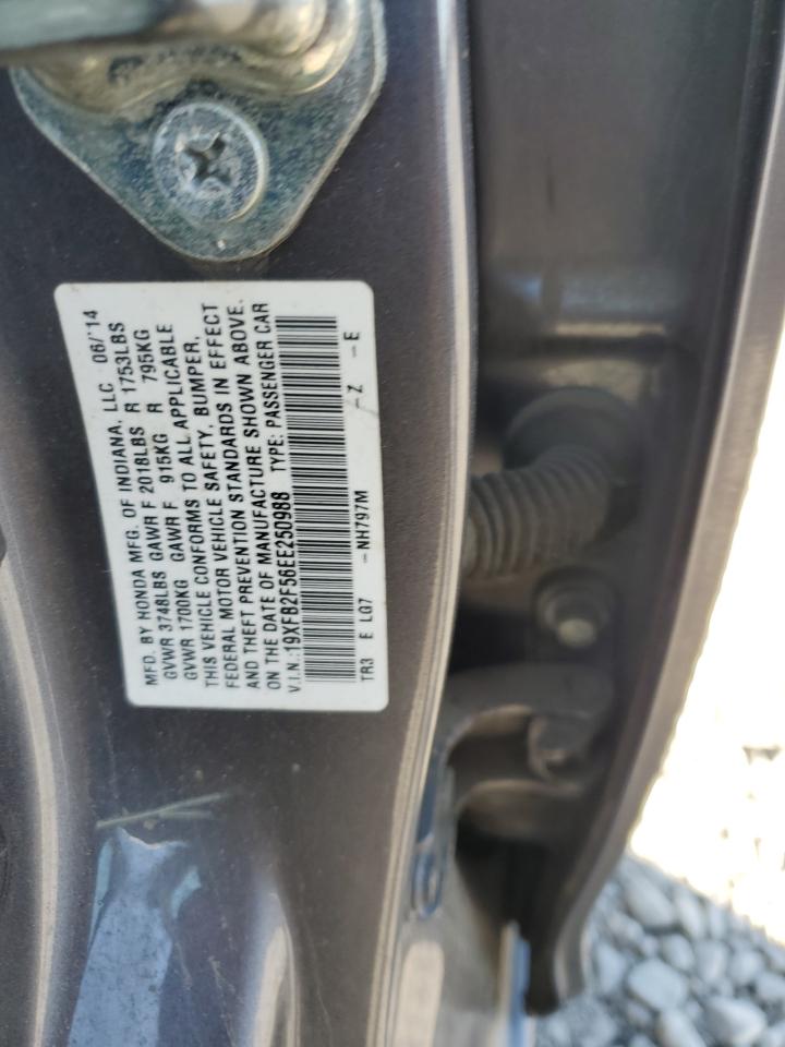 2014 Honda Civic VIN 19XFB2F56EE250988 Copart auction photo, biohazard/chemical / front end damage thumbnail 12