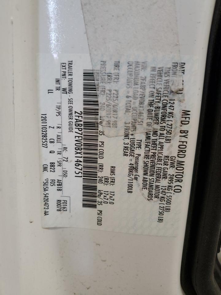 2011 Ford Crown Victoria VIN 2FABP7EV0BX146751 Copart auction photo, front end / side damage thumbnail 13