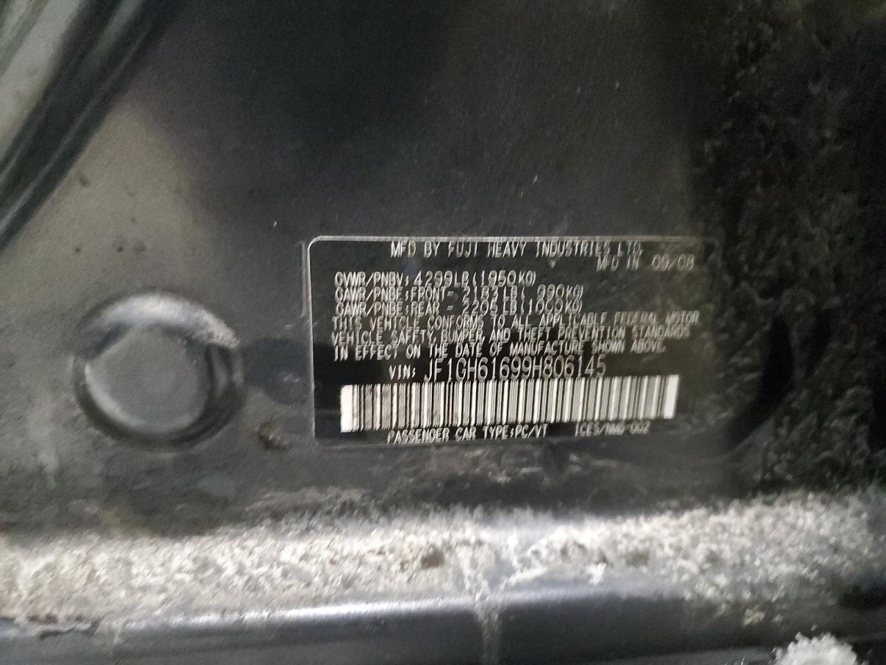 2009 Subaru Impreza VIN JF1GH61699H806145 Copart auction photo, front end damage thumbnail 12