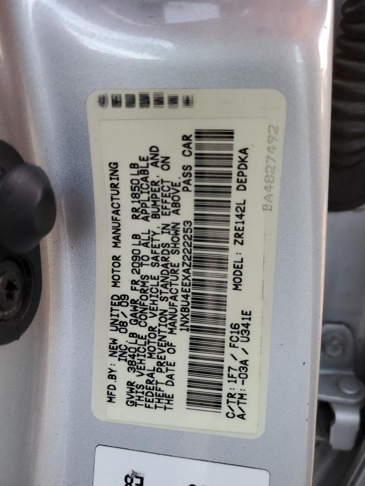 2010 Toyota Corolla VIN 1NXBU4EEXAZ222253 Copart auction photo, all over damage thumbnail 12