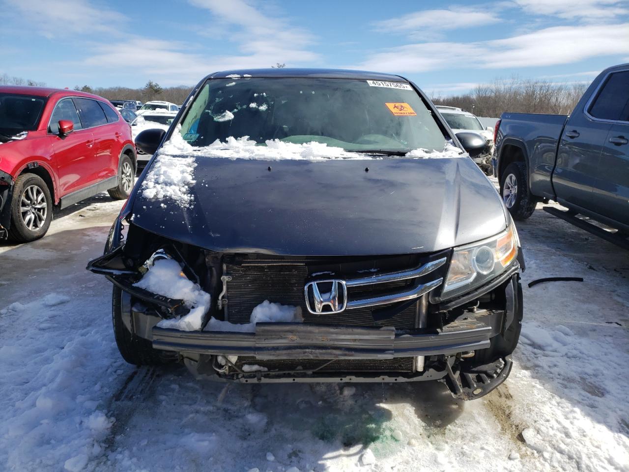 2016 Honda Odyssey VIN 5FNRL5H24GB117416 Copart auction photo, front end / side damage thumbnail 5